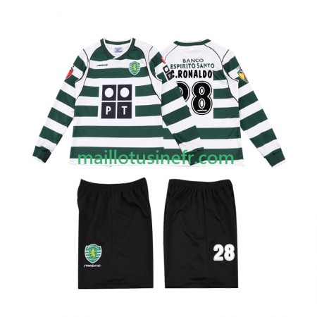 Maillot de Foot Sporting CP Cristiano Ronaldo 28 2001 2003 Domicile Retro Manches Longues - Enfant Maillot de Foot Sporting CP Cristiano Ronaldo 28 2001 2003 Domicile Retro Manches Longues - Enfant